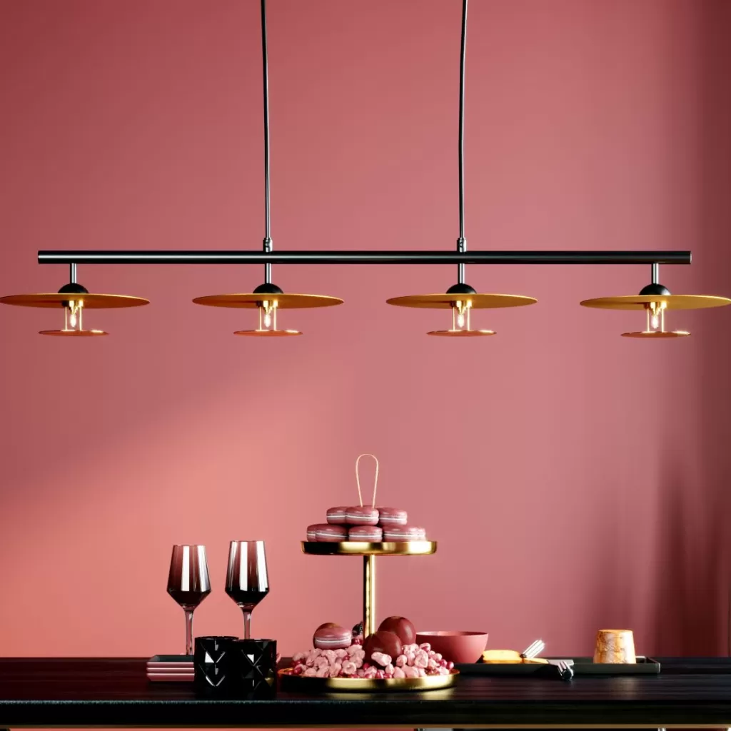 Lustre suspendu design Disque Quattro - Élégant luminaire scandinave pour salle à manger moderne par KARE Design