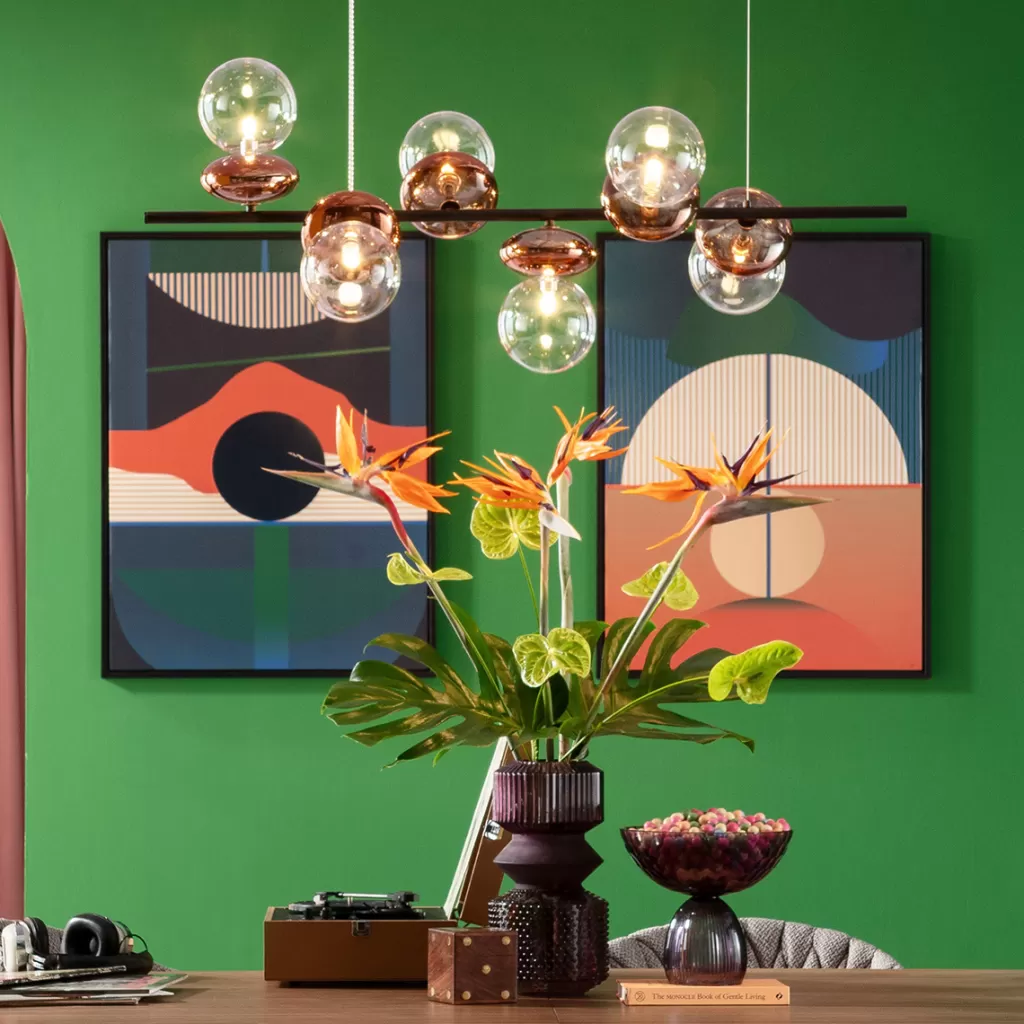 Lustre suspendu design Double Bulle en cuivre - 115 cm - Collection élégante KARE Design