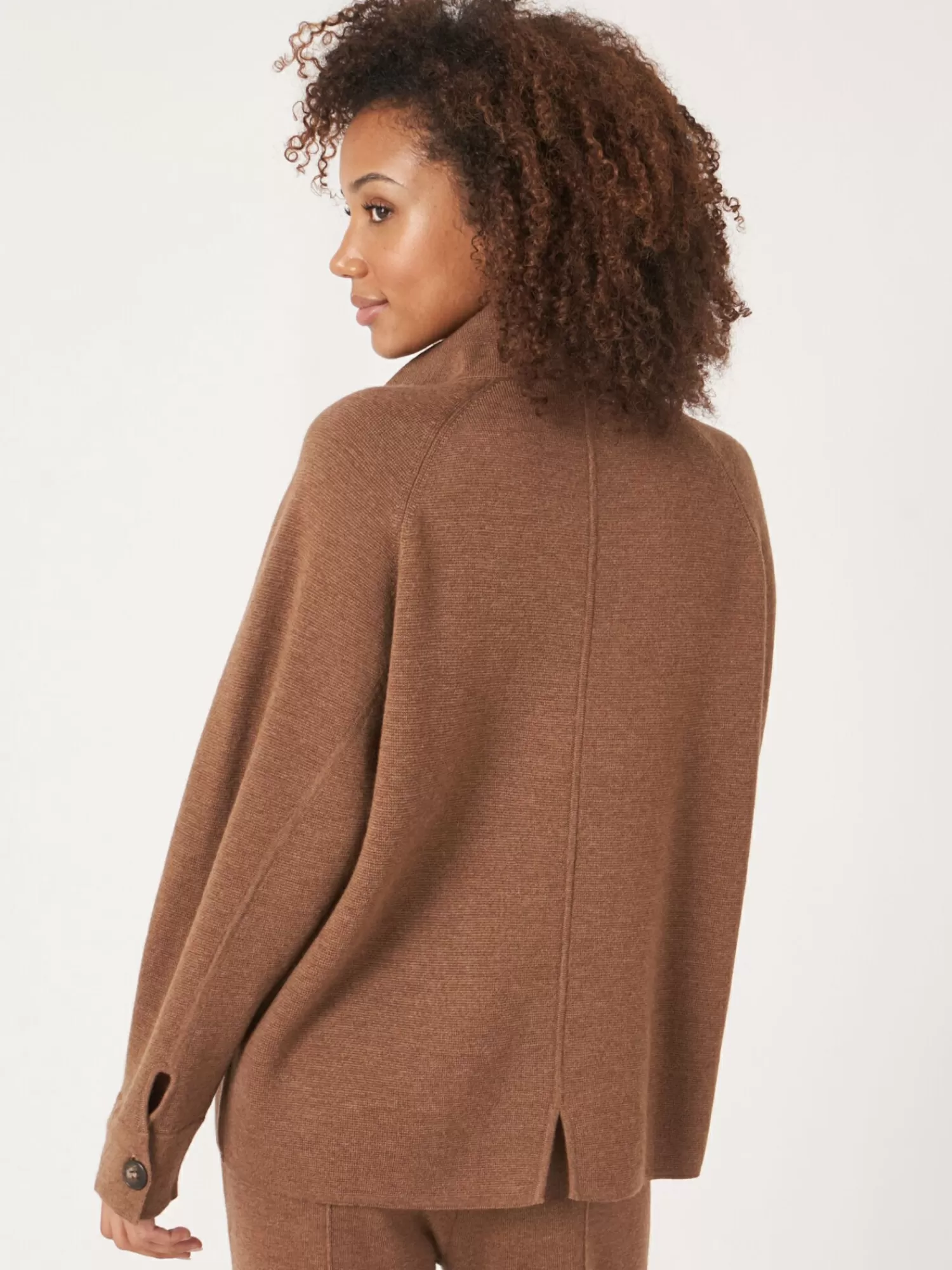 Gilet Femme en Laine Mérinos - Double Tricot Doux avec Col Montant Élégant - Confort Chaud et Style Moderne