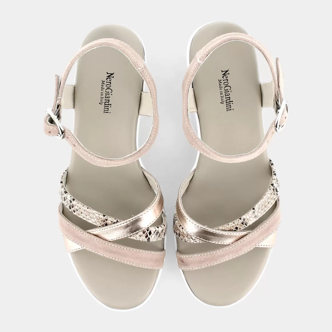 Sandales Élégantes NERO GIARDINI en Cuir Beige Platine - Modèle E115780D à Prix Économique