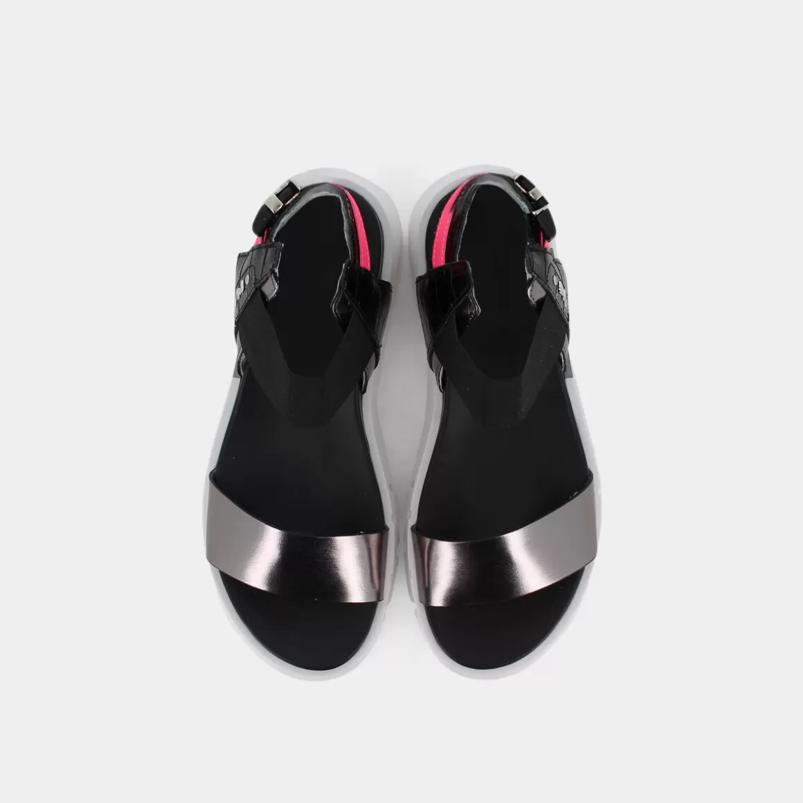 Sandales NERO GIARDINI en cuir souple - Modèle E219020D Gris Anthracite - Style décontracté chic
