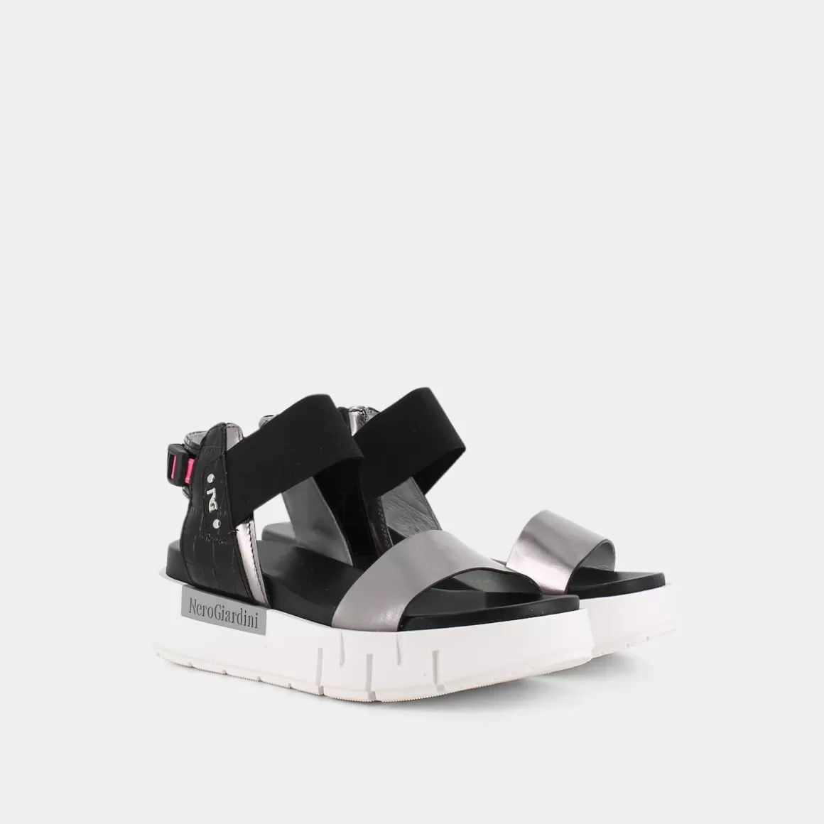 Sandales NERO GIARDINI en cuir souple - Modèle E219020D Gris Anthracite - Style décontracté chic
