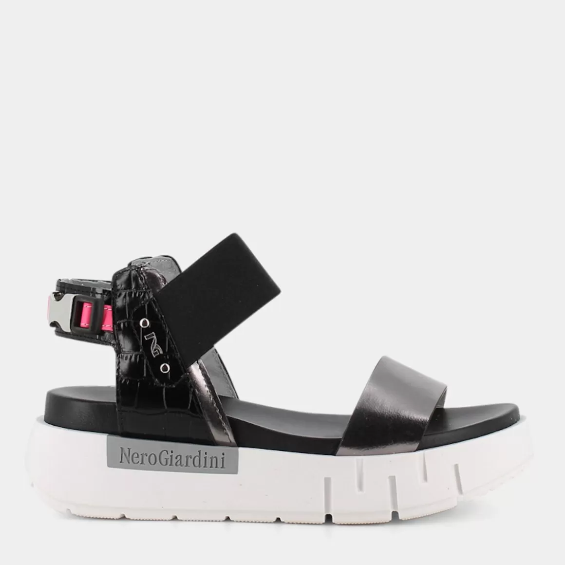 Sandales NERO GIARDINI en cuir souple - Modèle E219020D Gris Anthracite - Style décontracté chic