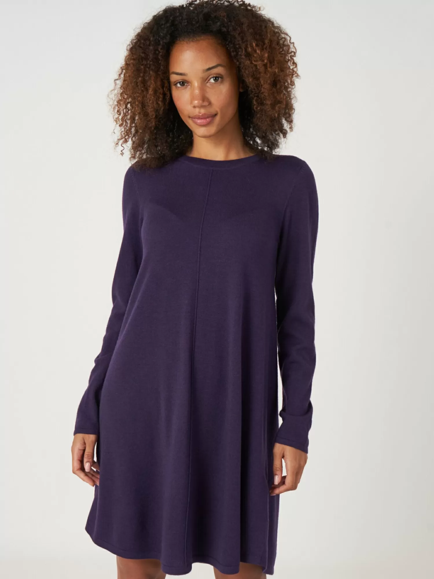 Robe élégante ligne A en laine mérinos douce - Collection soldes femmes (robes & jupes confortables)