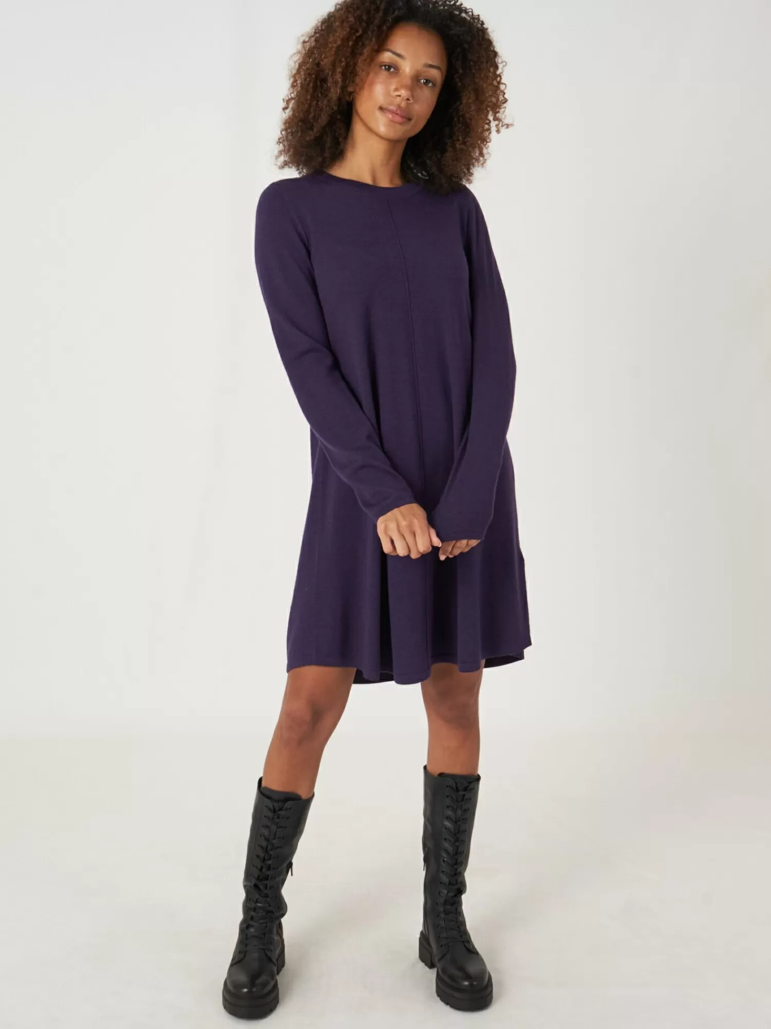 Robe élégante ligne A en laine mérinos douce - Collection soldes femmes (robes & jupes confortables)