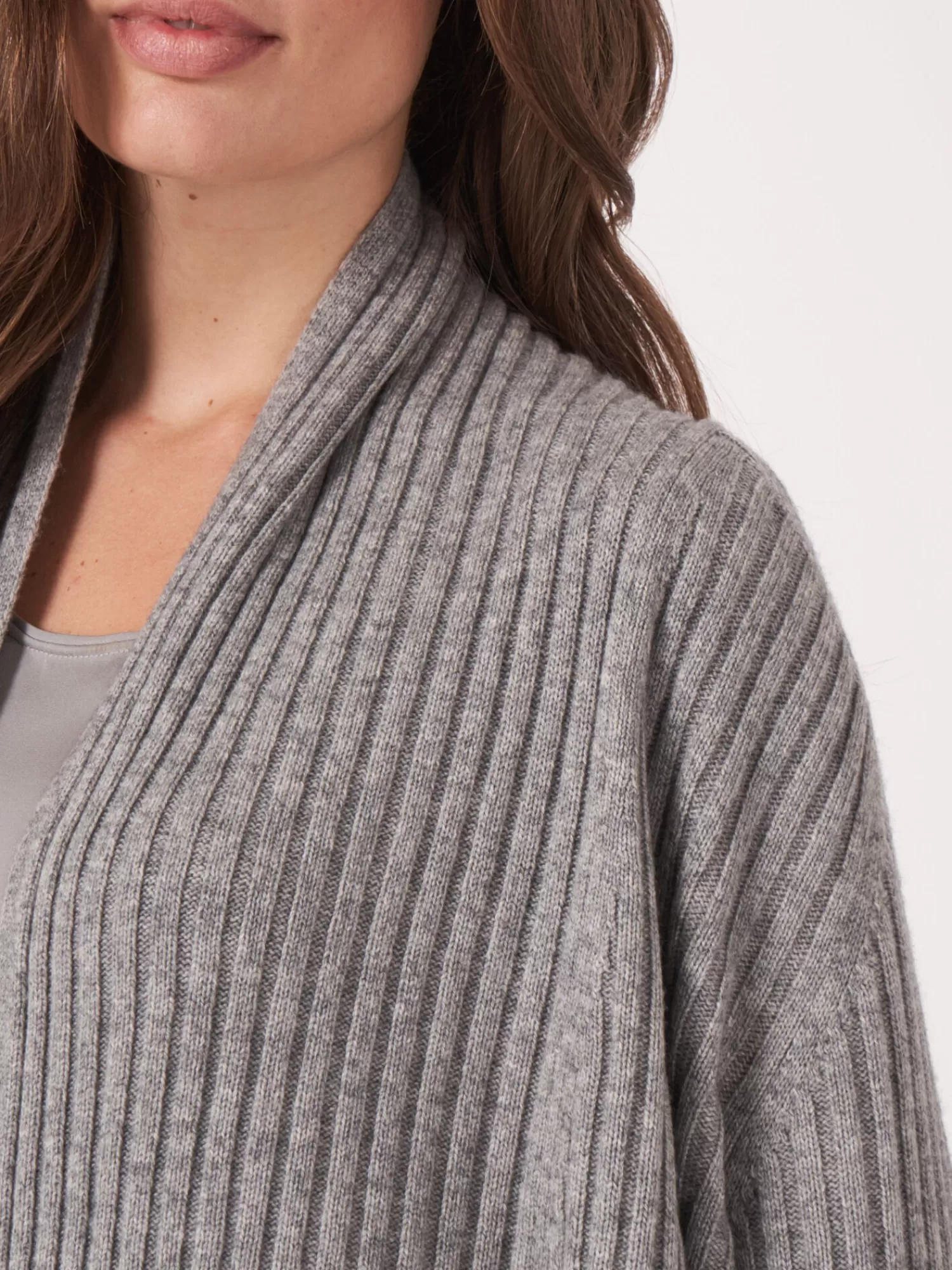 Veste Femme Élégante à Col Montant - Tissage Côtelé Moderne avec Manches 3/4 Reversées, Coupe Ouvert Tendance pour Tenue Décontractée Chic