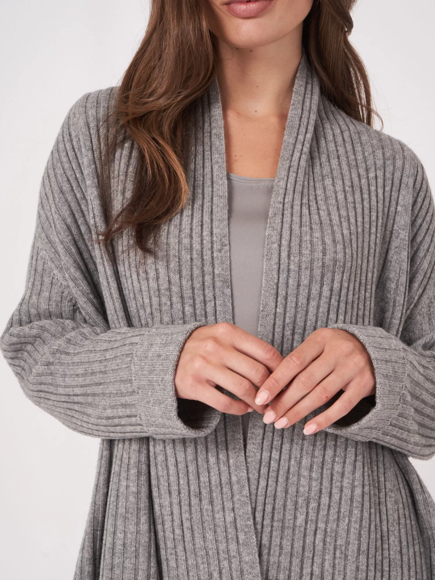 Veste Femme Élégante à Col Montant - Tissage Côtelé Moderne avec Manches 3/4 Reversées, Coupe Ouvert Tendance pour Tenue Décontractée Chic