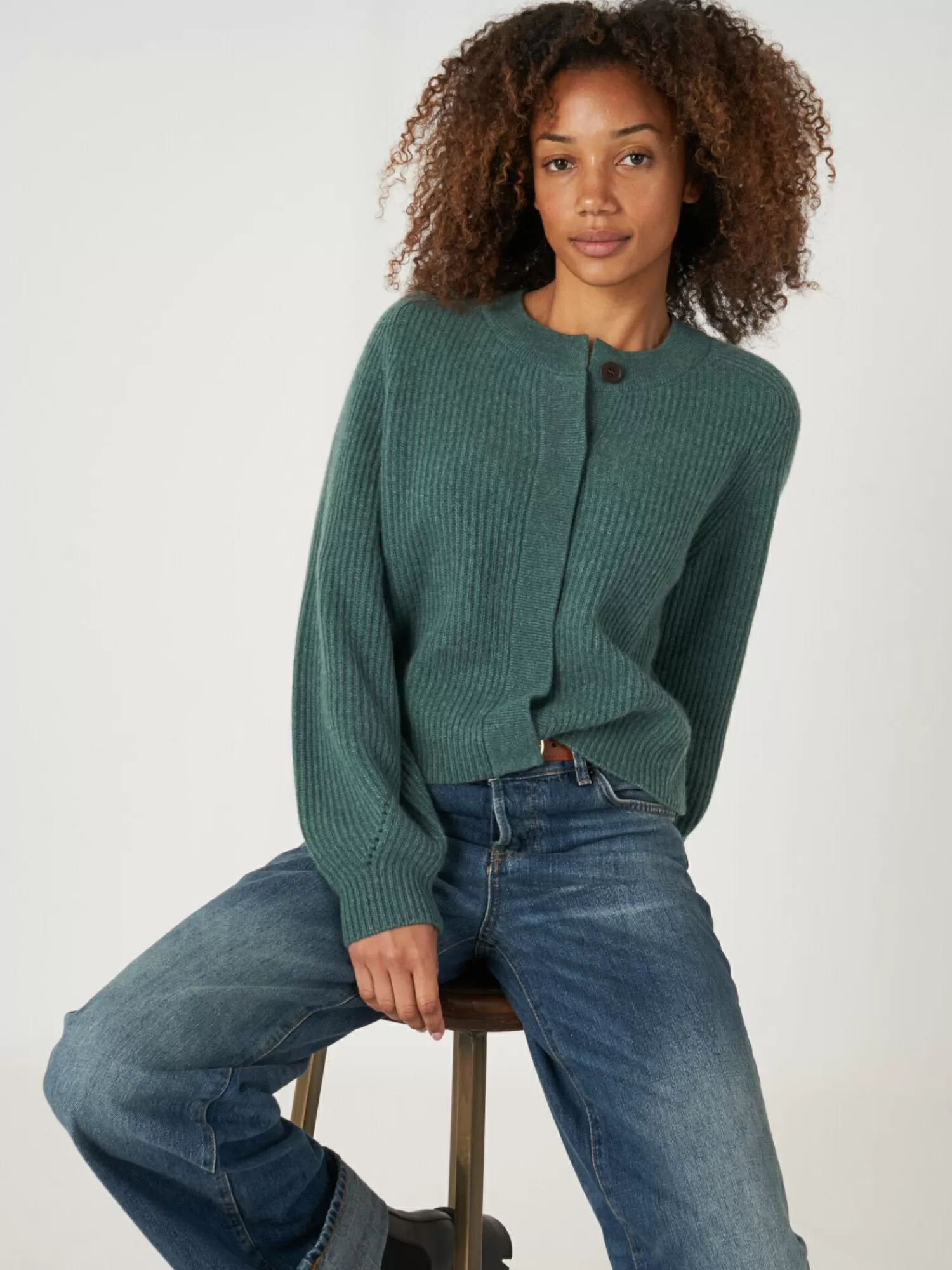 Cardigan Femme en Cachemire à Côtes - Manches Bouffantes Douces et Légeres, Pullover Élégant pour Tenue Décontractée, Confort Optimal Détails Élégants - Prix Abordable