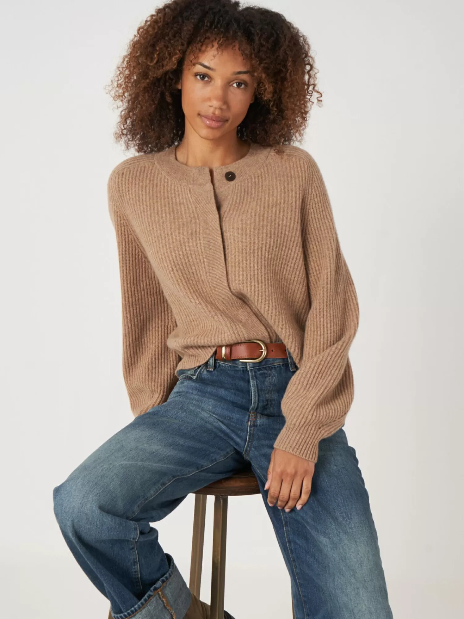 Cardigan Femme en Cachemire Doux - Manches Ballon Élégantes pour Tenue Décontractée