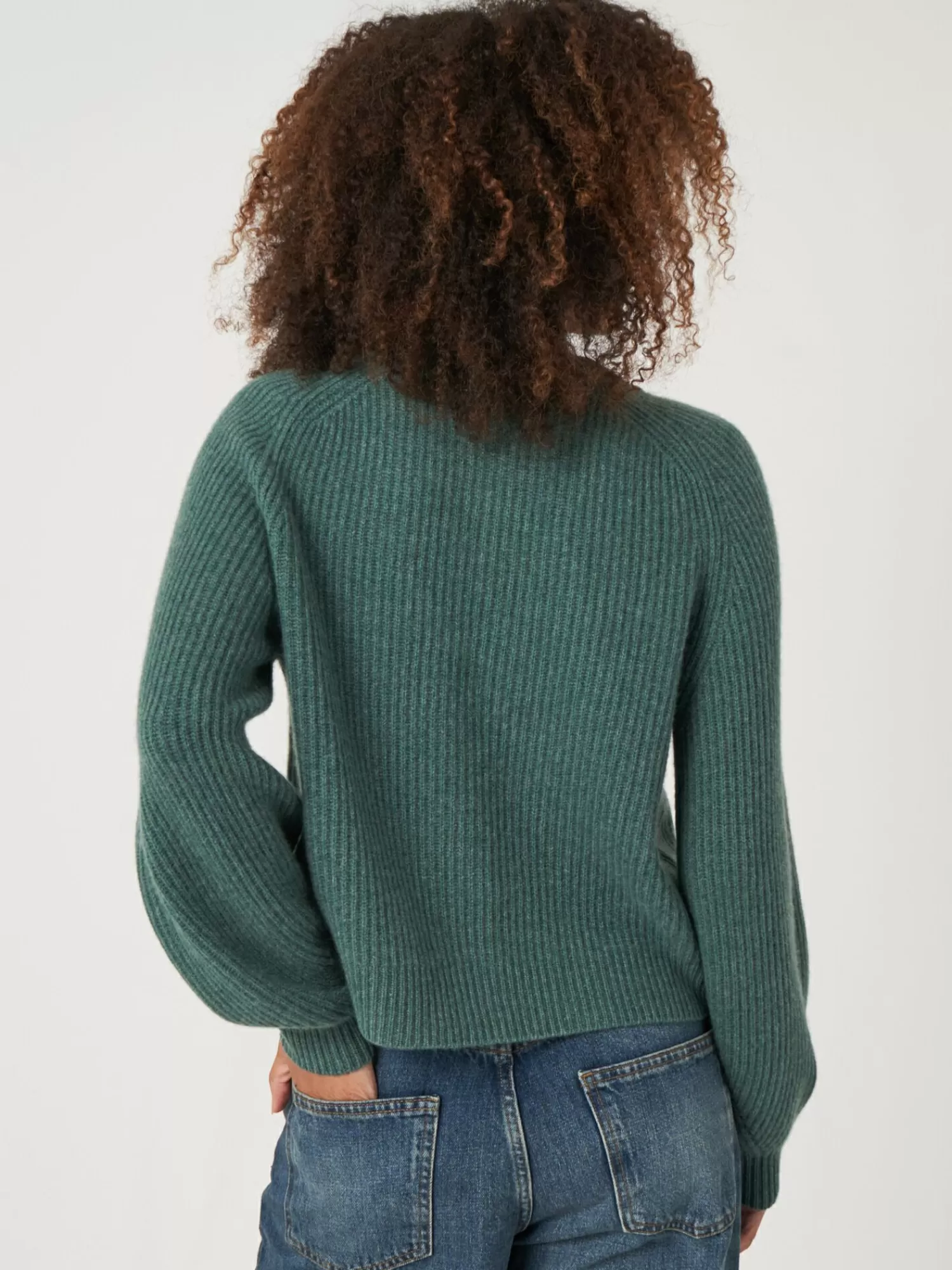 Cardigan Femme en Cachemire à Côtes - Manches Bouffantes Douces et Légeres, Pullover Élégant pour Tenue Décontractée, Confort Optimal Détails Élégants - Prix Abordable