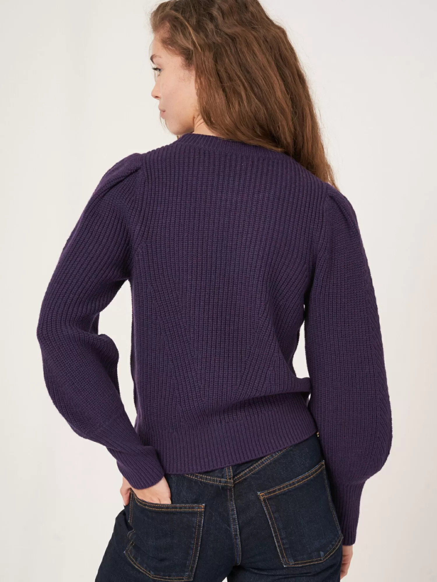 Pull Femme en Laine Mérinos à Motifs Côtelés avec Détail Épaule Délicat - Confort et Élégance