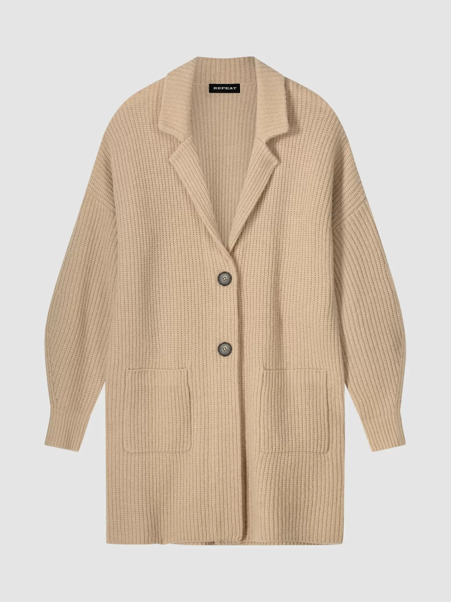 Gilet Femme Élégant Mi-Long en Maille Côtelée avec Col Revers Décontracté