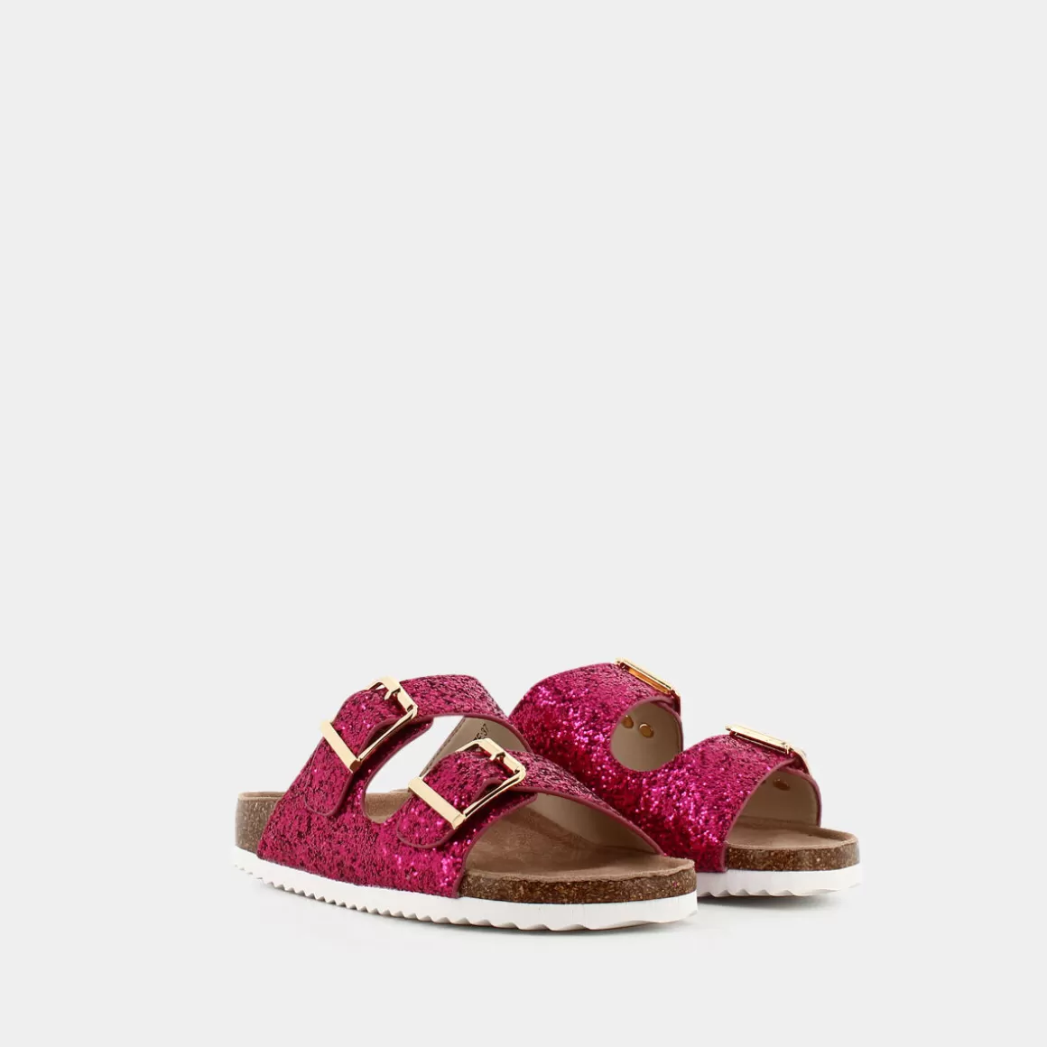Sandales Écologiques Fuchsia Californie - Modèle Bio Hcbio035 en Cuir Végétal Rose Corail