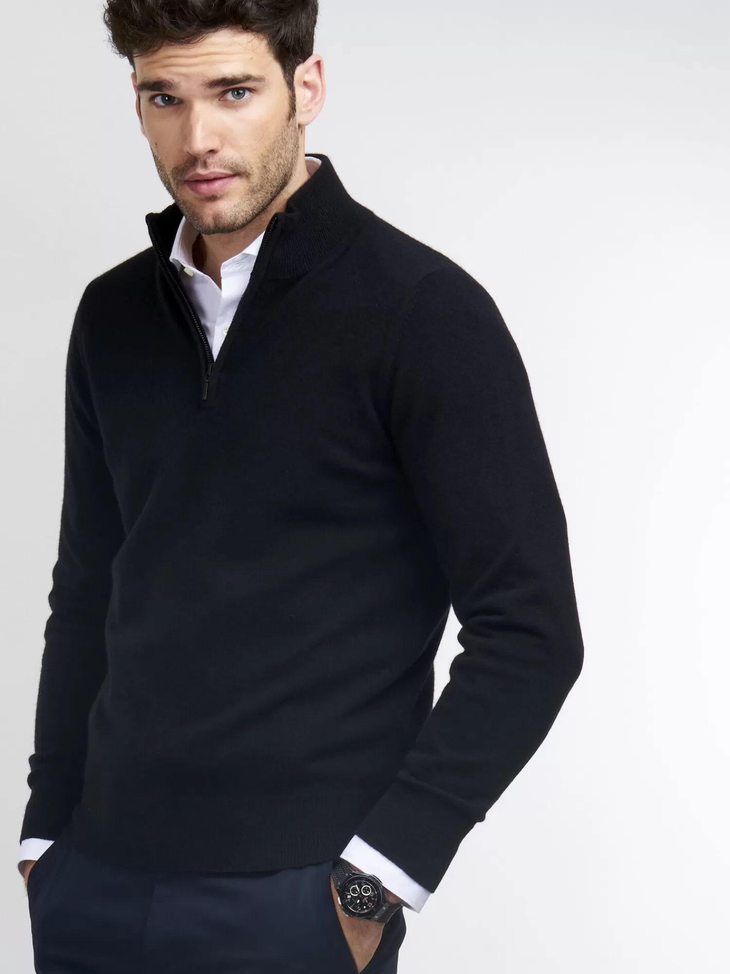 Pull Homme à Col Montant avec Fermeture Éclair - Style Décontracté et Élégant