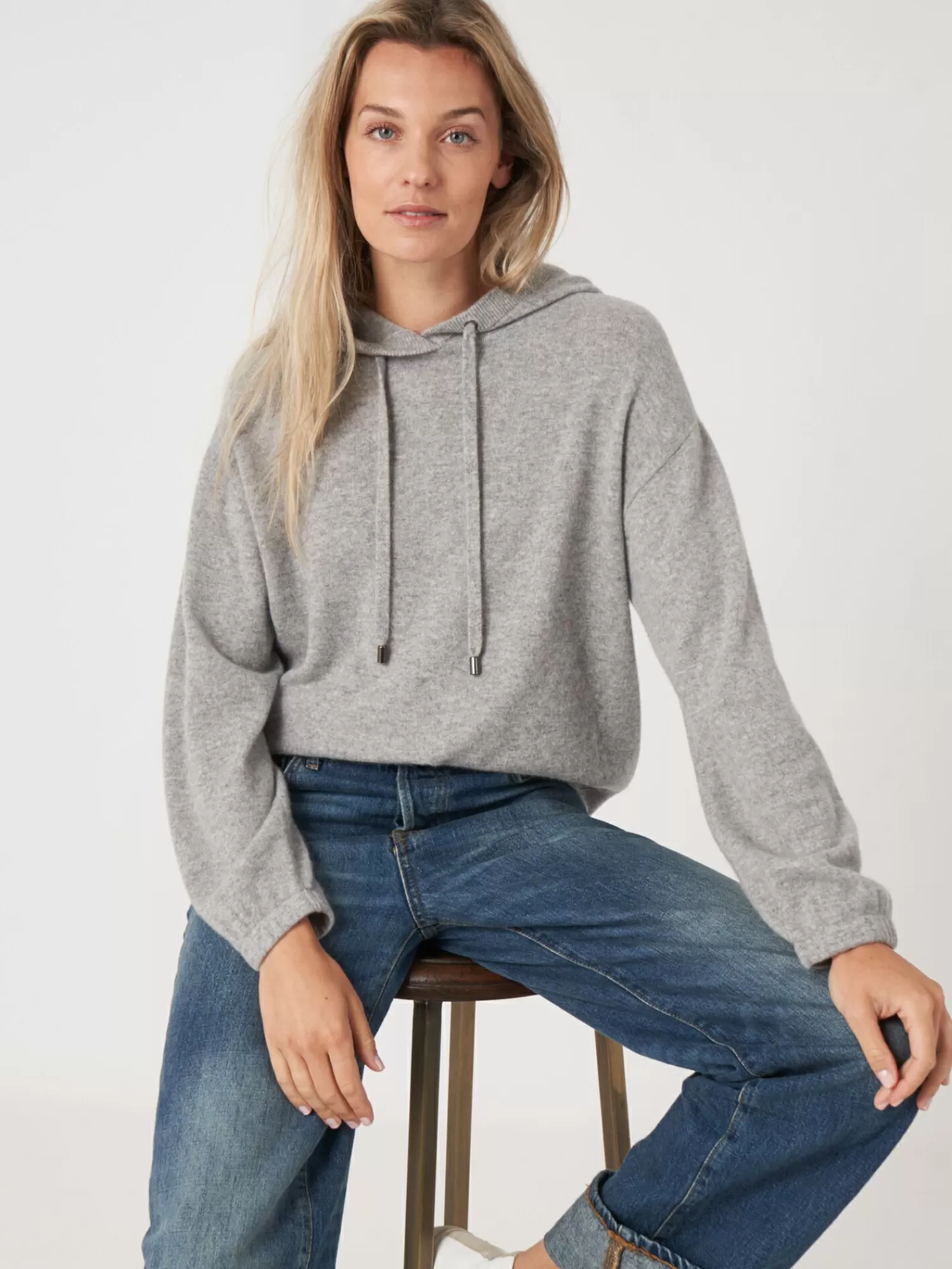 Doudoune légère en cachemire bio pour femme - Manches bouffantes confortables - Prix doux & éco-responsable