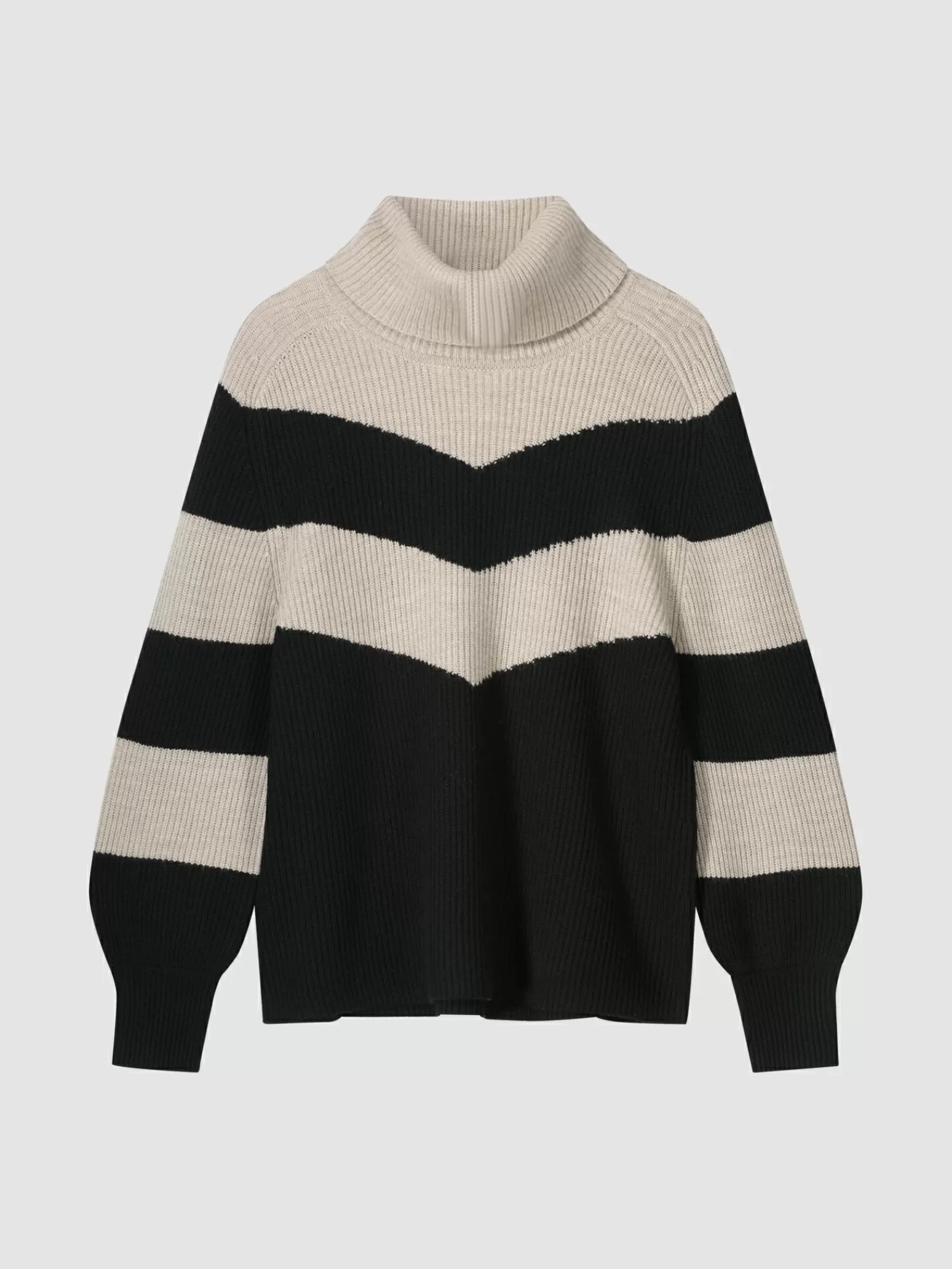 Sweat Femme à Motifs Chevron Intarsia - Col Roulé Tendance - Prix Doux