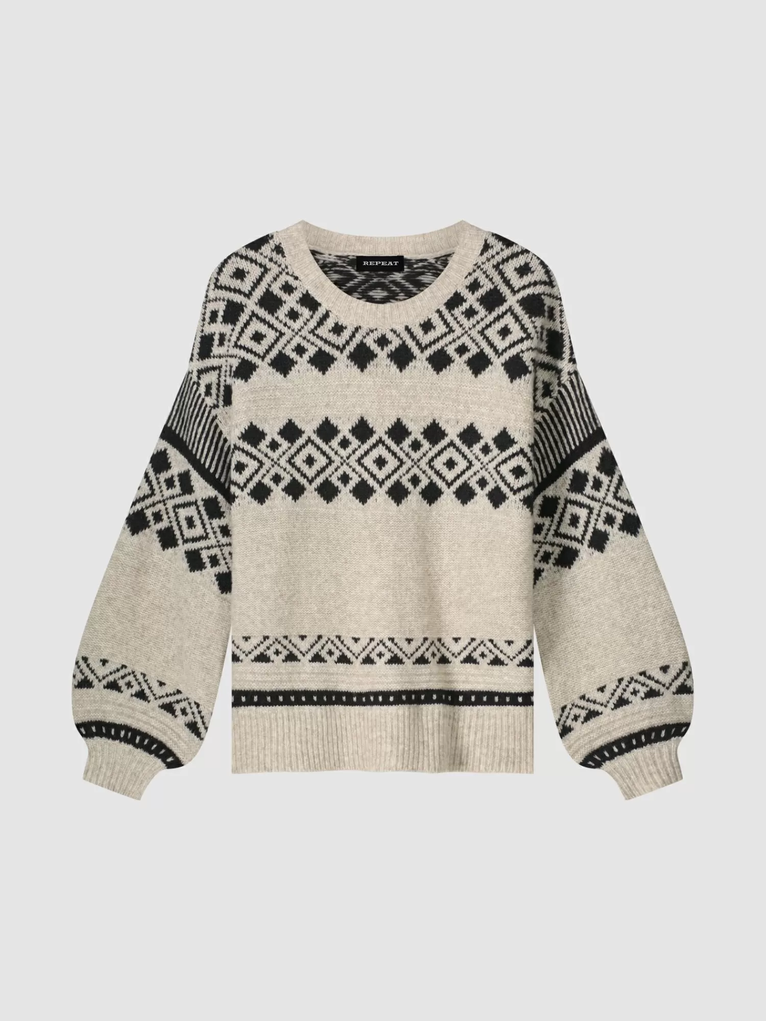 Pull Femme Élégant en Laine Italienne - Motif Intarsia Artisanal, Confort Haut de Gamme