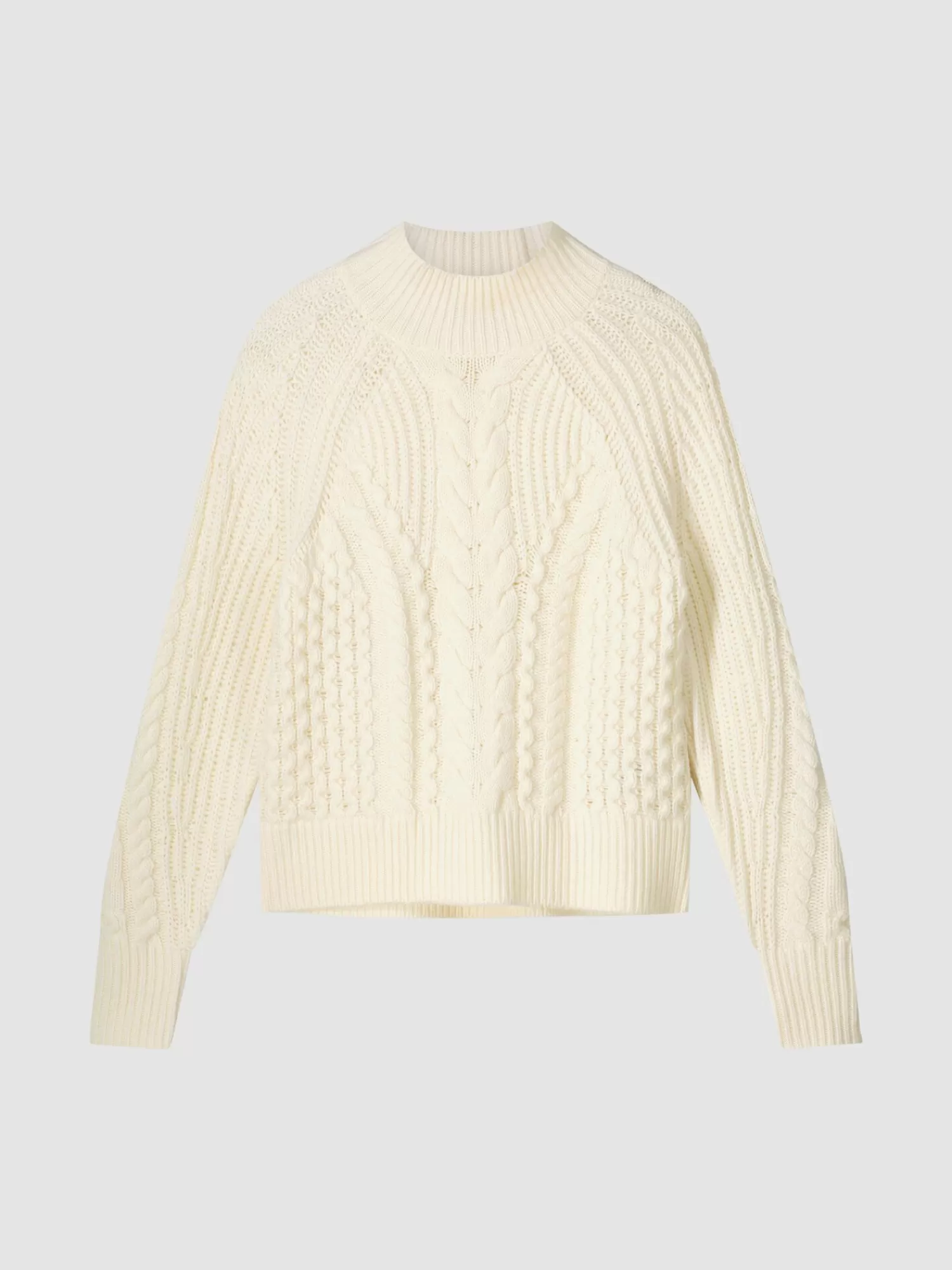 Pull femme en laine mérinos - Col montant et motif torsadé | Promotion exclusive