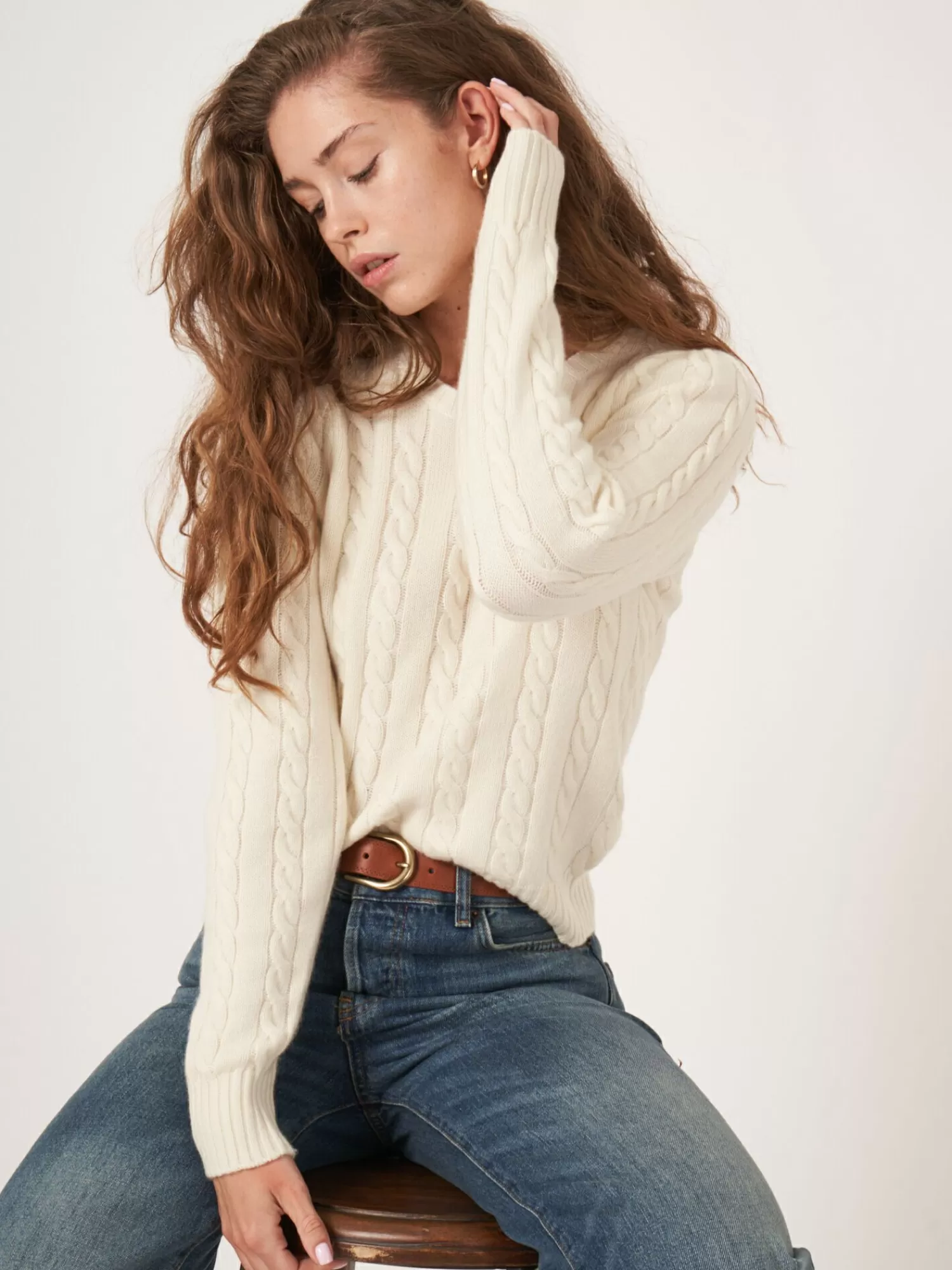 Pull féminin en mélange cachemire - Motif torsadé confortable pour automne-hiver 

Alternative douillette : 
