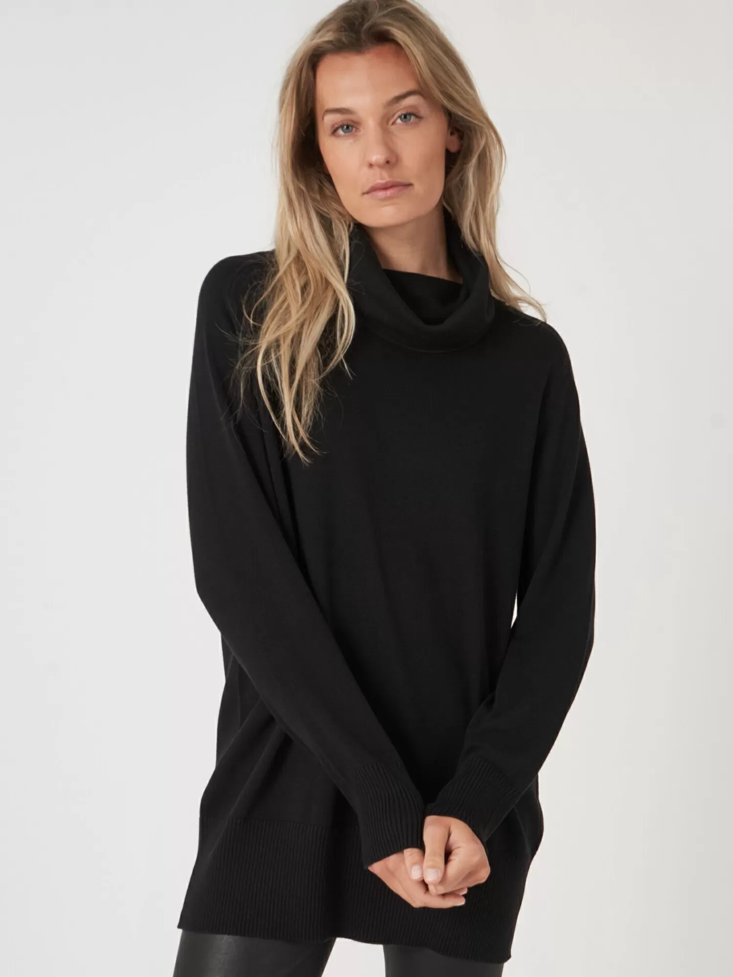 Col roulé féminin en maille douce - Pull longue taille élégant pour looks d'hiver