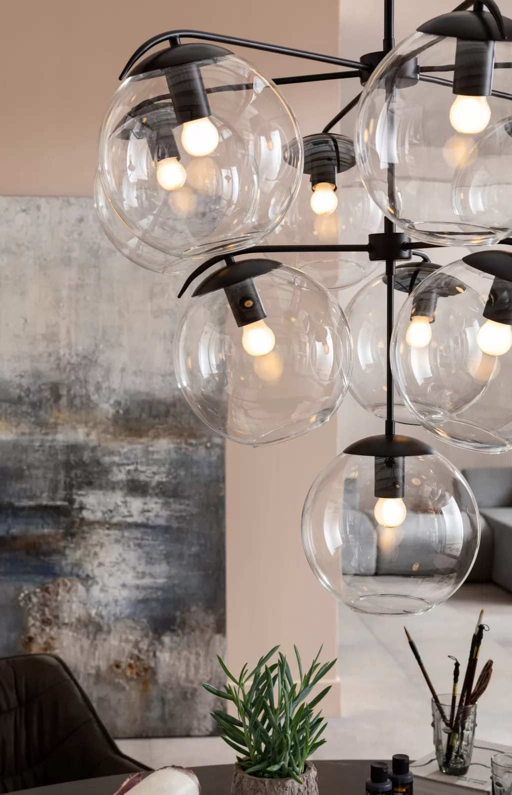 Lustre suspendu design Lasmina Bunch par KARE - Diamètre 91 cm, idéal pour salon contemporain