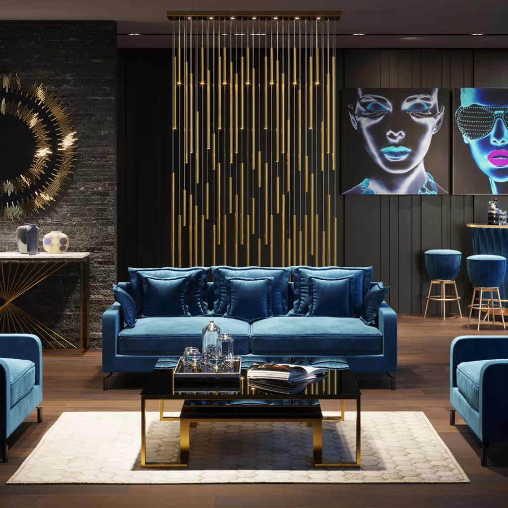 Lustre design contemporain KARE Living Vegas Deluxe en cuivre vieilli avec éclairage LED intégré - Suspension élégante pour ambiance chaleureuse