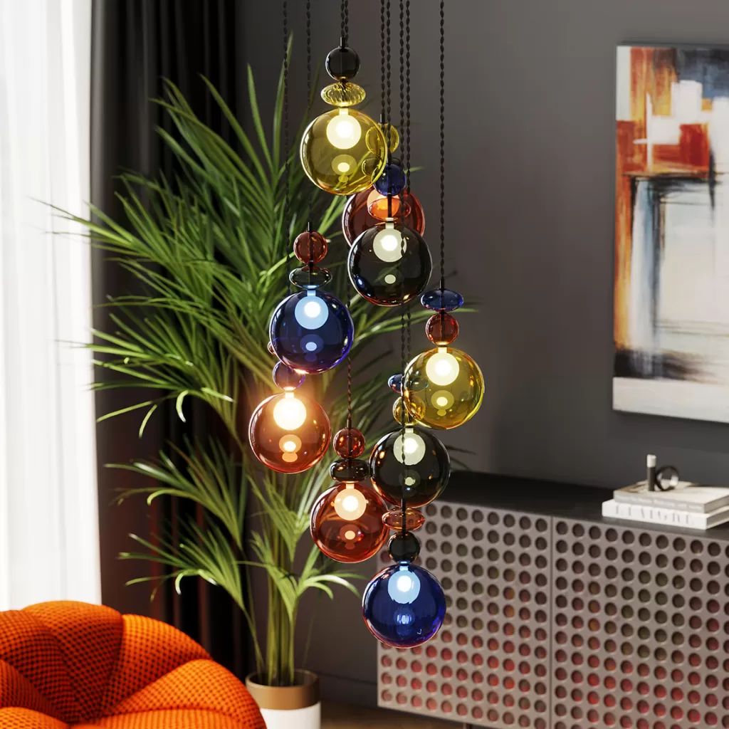 Lustre suspendu Mazzo Nove en spirale - Design contemporain KARE, diamètre 44 cm