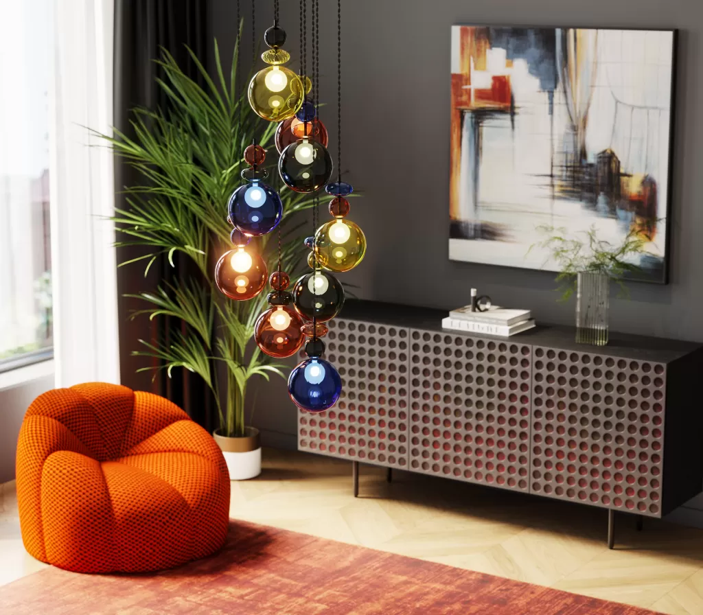 Lustre suspendu Mazzo Nove en spirale - Design contemporain KARE, diamètre 44 cm
