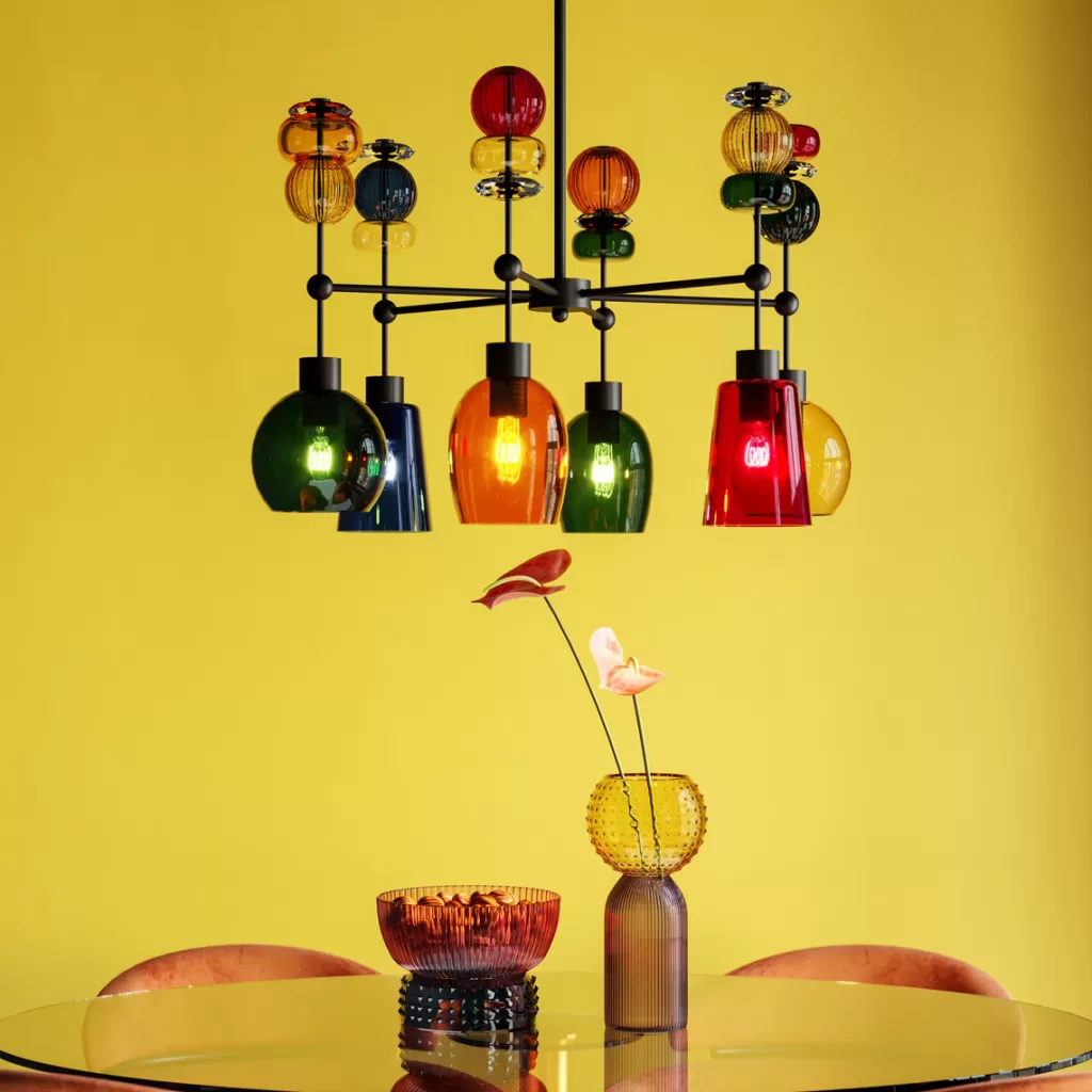 Lustre suspendu design KARE - Modèle Mazzo Sei, diamètre 61 cm pour salon contemporain