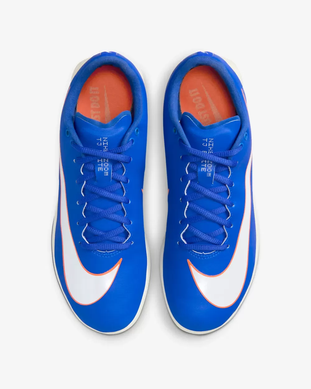 Chaussures de Performance Nike Triple Saut Elite 2 - Édition Dynamique Bleu Vitesse & Orange Sécurité sur Fond Blanc