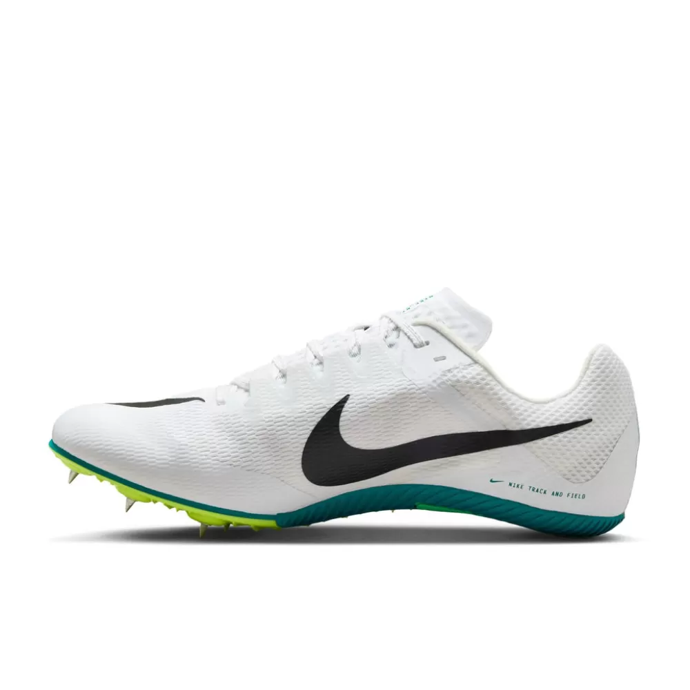 Nike Zoom Rival Sprint - Chaussures de running performance en blanc et noir avec détails sapin lumineux et vert vif