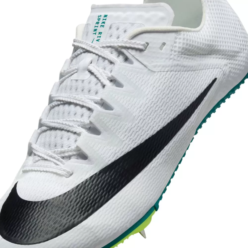 Nike Zoom Rival Sprint - Chaussures de running performance en blanc et noir avec détails sapin lumineux et vert vif