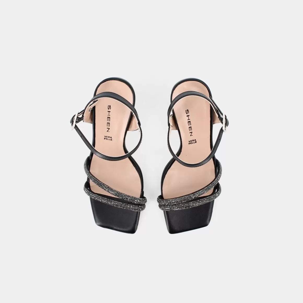 Découvrez les Sandales SHEEN OP-E23D02 en Cuir Souple - Noir Élégant pour Sorties Élégantes | Marque Premium | Chaussures Femmes 2024