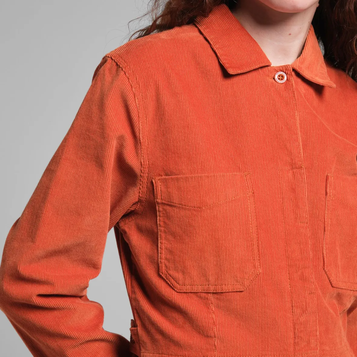 Combinaison Femme Docksta en Velours Côtelé Orange Cannelle - Élégance Confortable