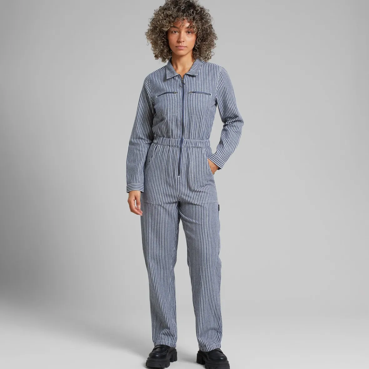 Combinaison Femme Hultsfred - Style Travail Élégant avec Rayures Bleues | Vêtement Une Pièce Confortable