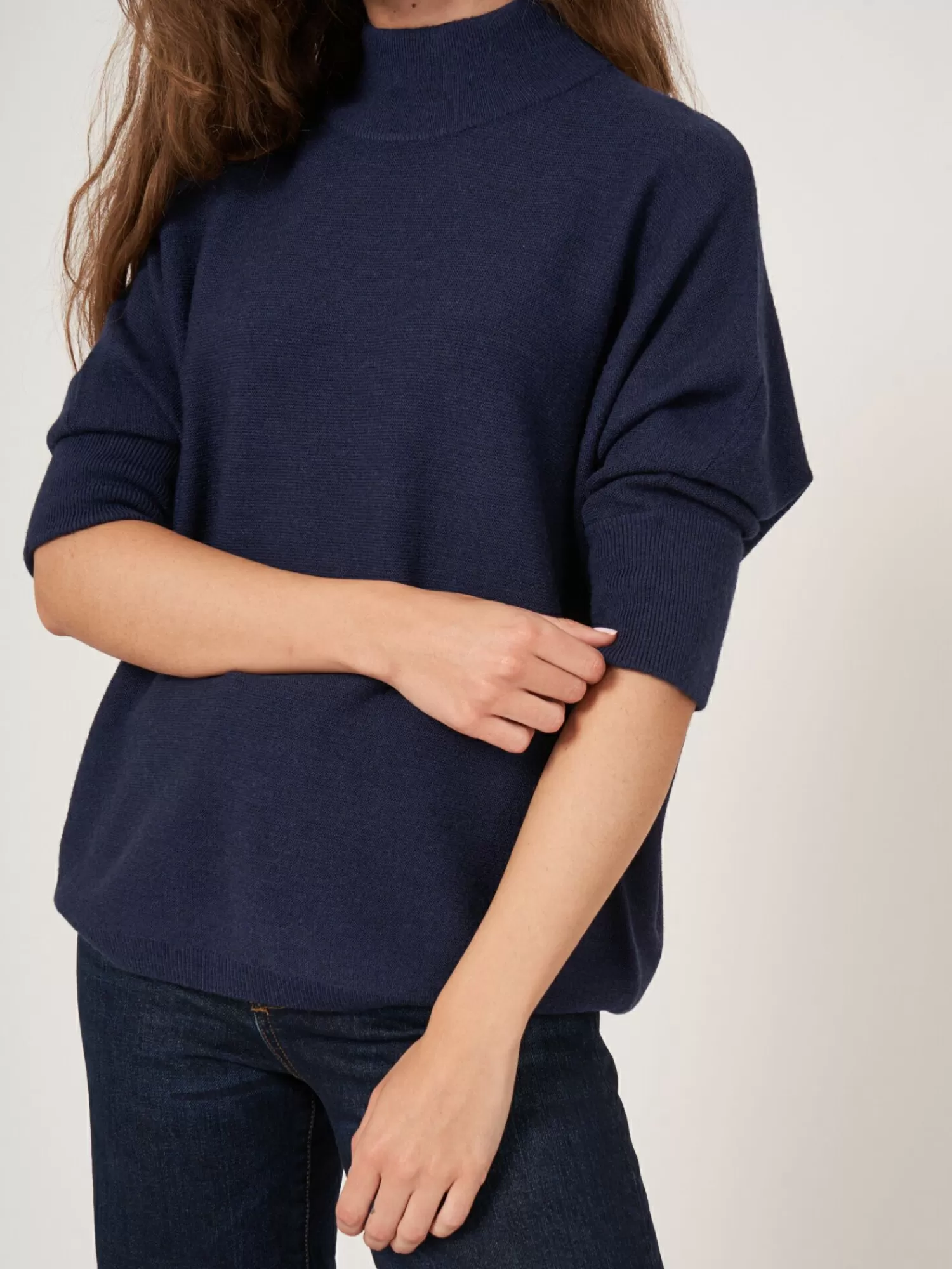 Pull femme en laine mérinos - Coupe oversize bohème avec emmanchures évasées - Manches trois quarts confortables - Idéal pour un look décontracté élégant