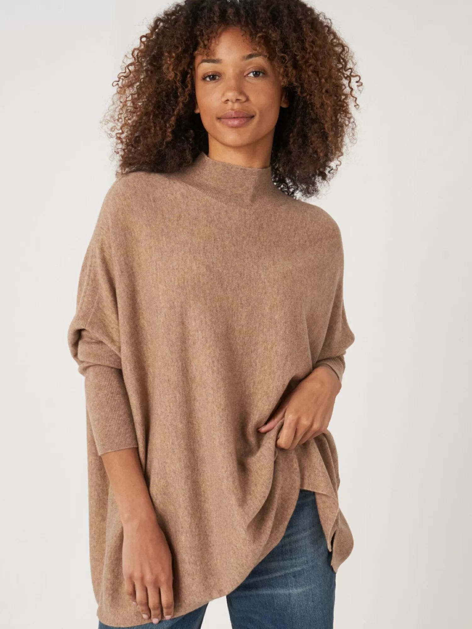 Élégant Poncho Tricoté Main en Mélange Cachemire - Taille Généreuse pour Femme (Promo Exclusives)