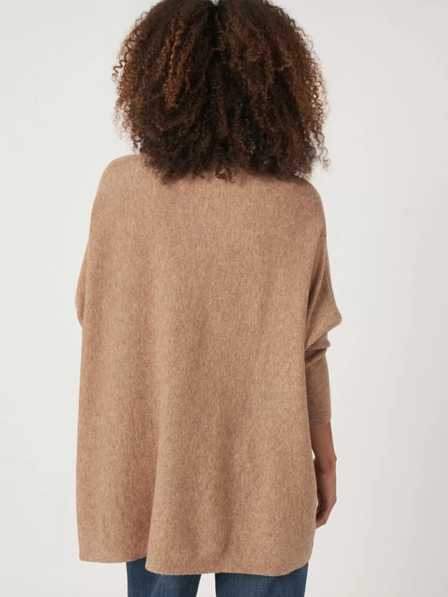 Élégant Poncho Tricoté Main en Mélange Cachemire - Taille Généreuse pour Femme (Promo Exclusives)