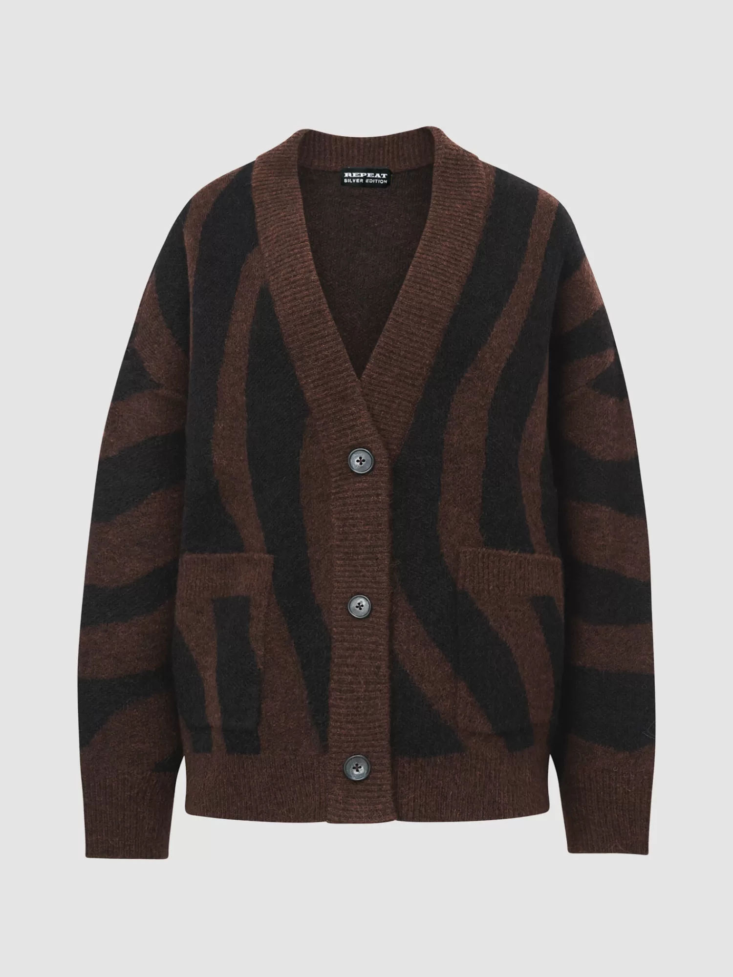 Pull femme col V jacquard tricoté main - Modèle oversize confortable à motifs graphiques
