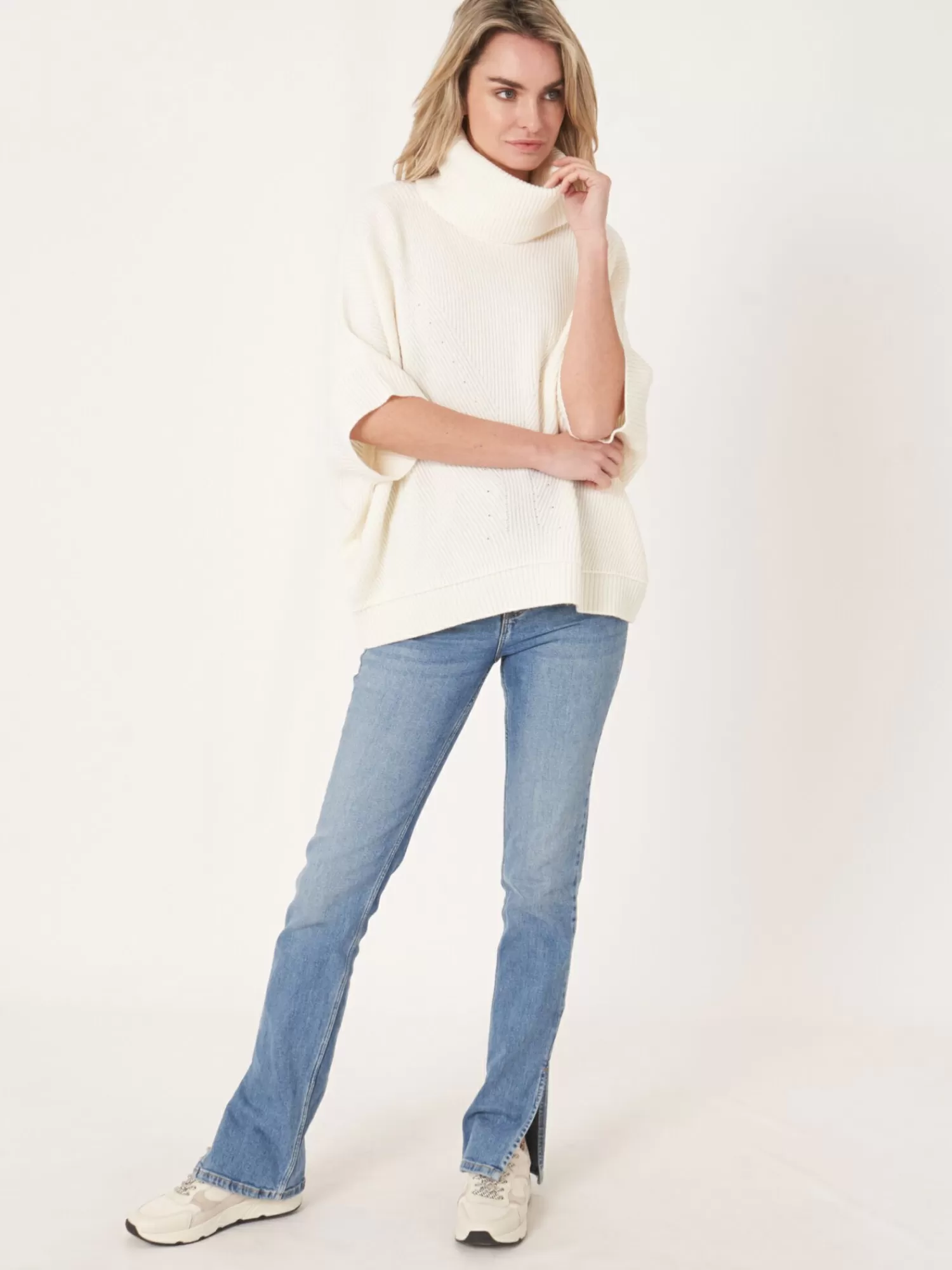 Pull Poncho Femme Taille Large - Col Roulé Épais en Laine Douce | Promotion Express sur les Vêtements Chauds Tendance