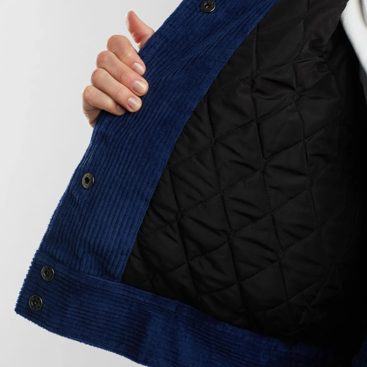 Veste matelassée femme Ljungby en velours côtelé bleu nuit – Promotion exclusive