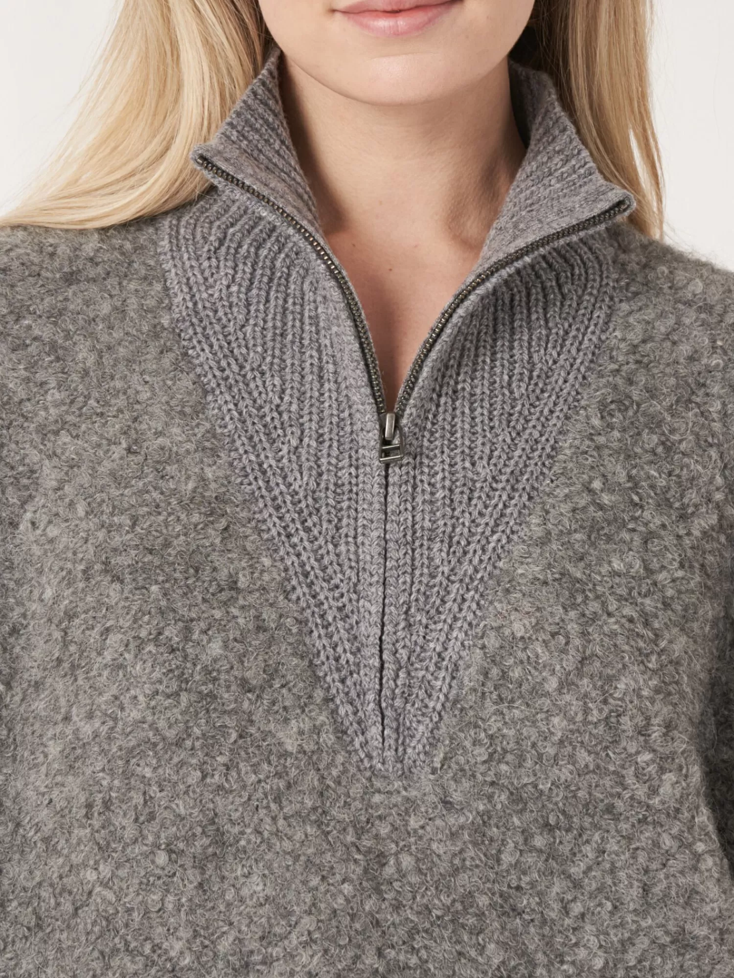 Découvrez notre Poncho Pull Femme en Laine Italienne - Col tricoté avec fermeture éclair, promo flash ! Dernières pièces disponibles !