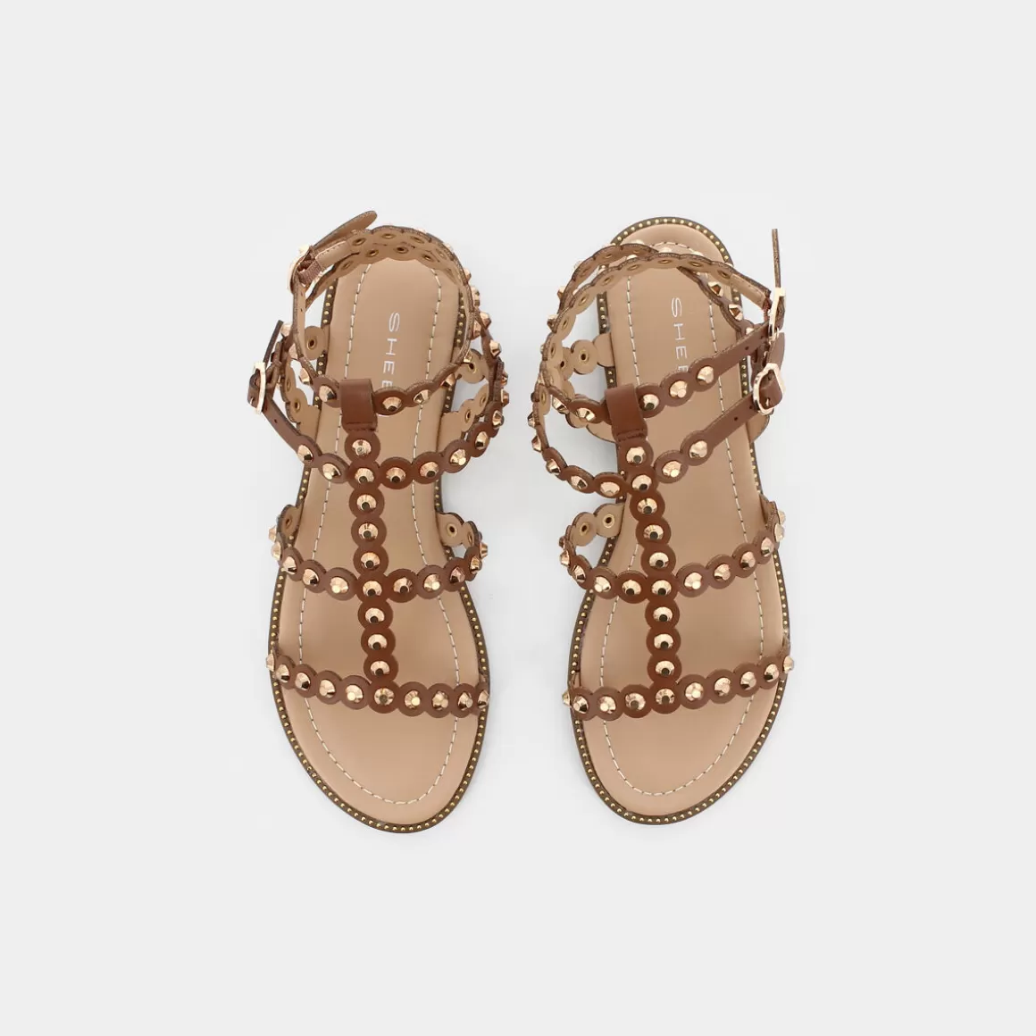 Sandales confortables en cuir véritable marron - Modèle Re-E23D-10 SHEEN | Style intemporel pour femme