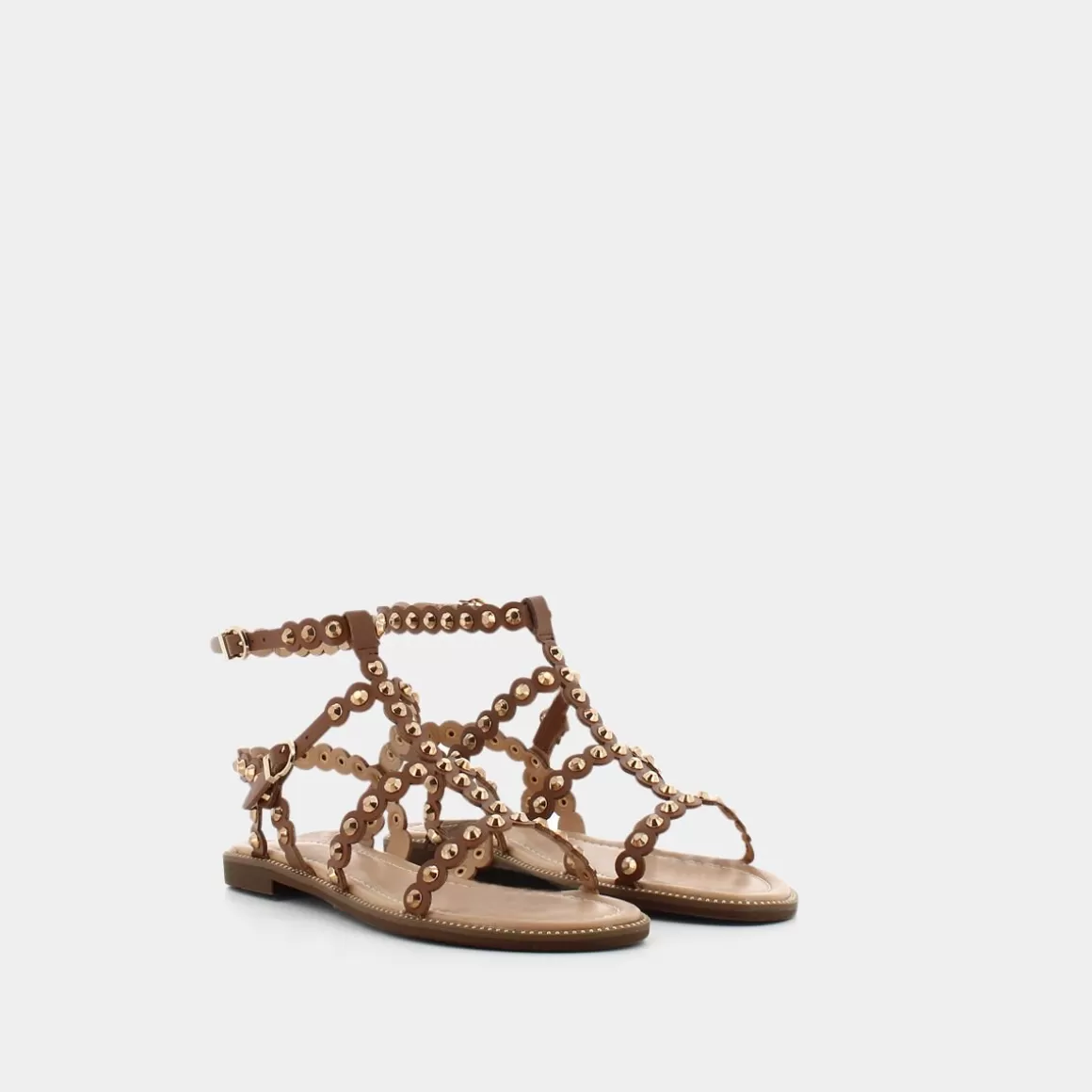 Sandales confortables en cuir véritable marron - Modèle Re-E23D-10 SHEEN | Style intemporel pour femme
