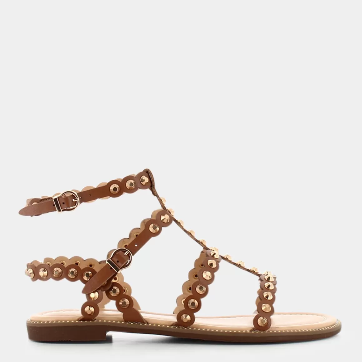 Sandales confortables en cuir véritable marron - Modèle Re-E23D-10 SHEEN | Style intemporel pour femme