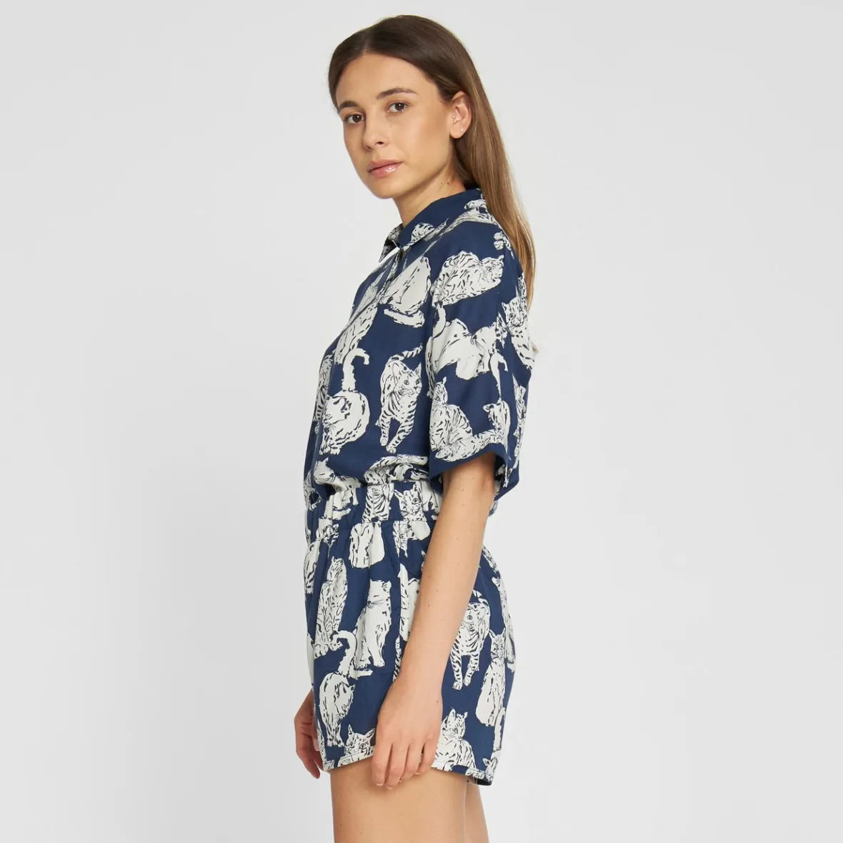 Short Décontracté Femme Bleu Marine - Collection Chats Sandvika en Promotion