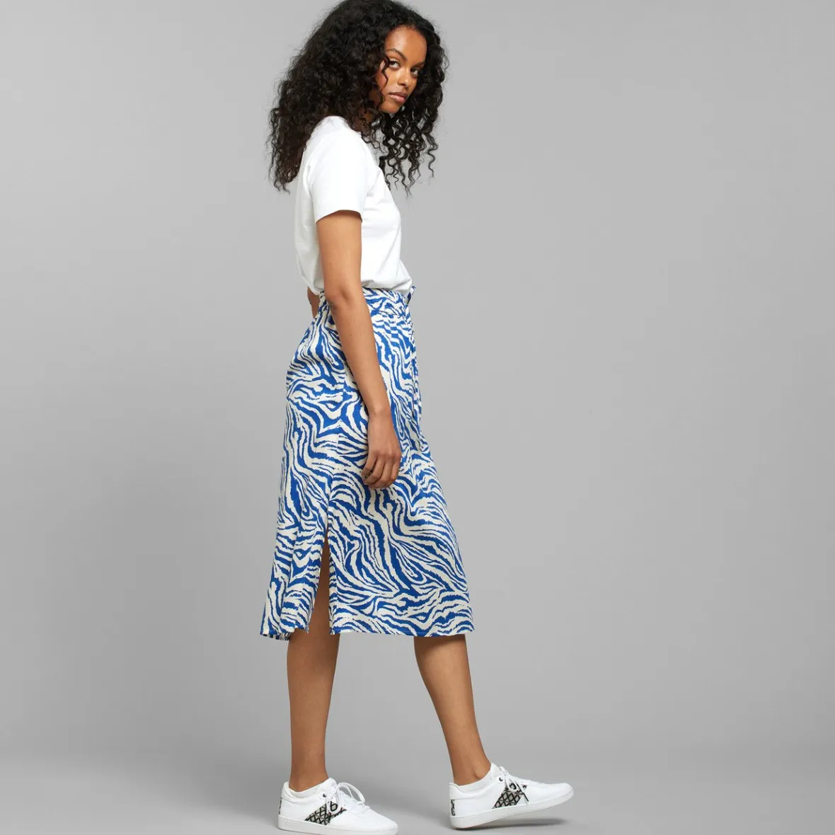 Jupe Sensuelle Klippan Motif Zèbre Bleu pour Femme - Promotion Exclusive