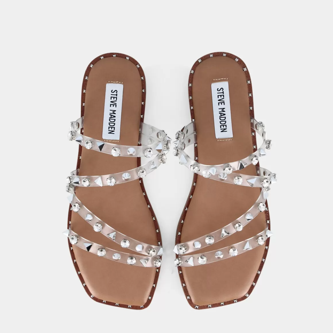 Sandales estivales STEVE MADDEN Skyler - Modèle décontracté en plastique transparent avec bride cheville, coloris blanc ivoire