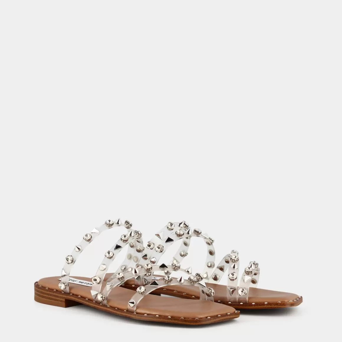 Sandales estivales STEVE MADDEN Skyler - Modèle décontracté en plastique transparent avec bride cheville, coloris blanc ivoire