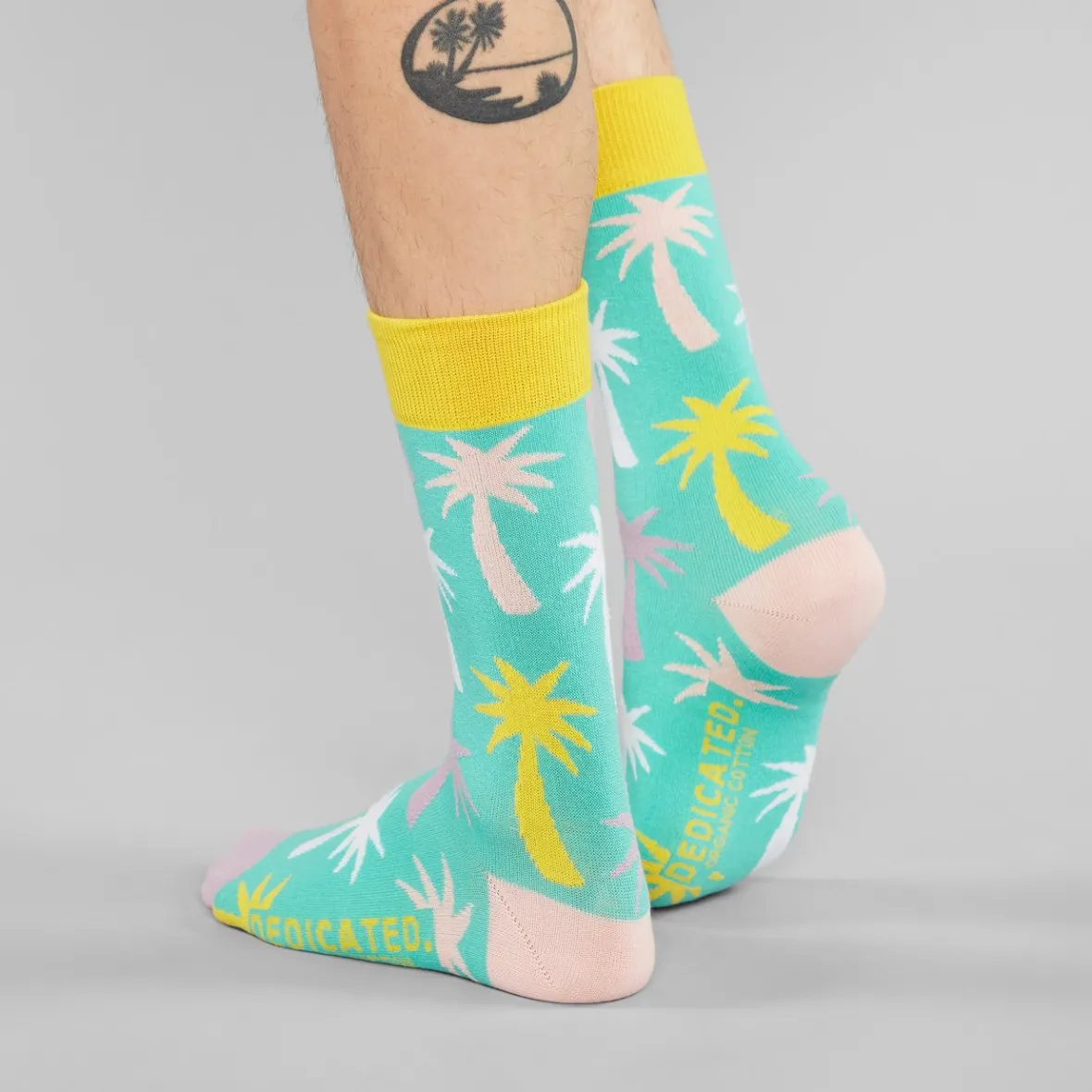 Chaussettes Femme Confortables Vert Anis - Motif Palmier Tropical Élégant | Sigtuna - Idées Cadeaux Économiques